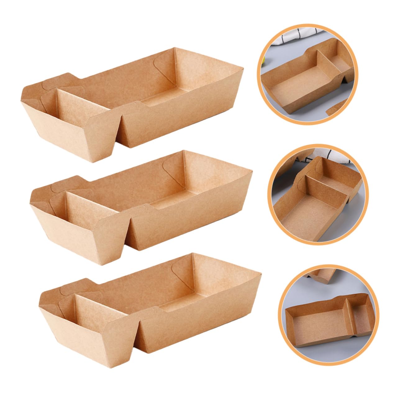 Vassoio per Snack da 440 Ml a Doppio Scomparto in Carta Kraft Usa e Getta, Set da 50 Pezzi per Patatine Fritte, Nachos e Finger Food, Contenitore per Alimenti da Carnevale