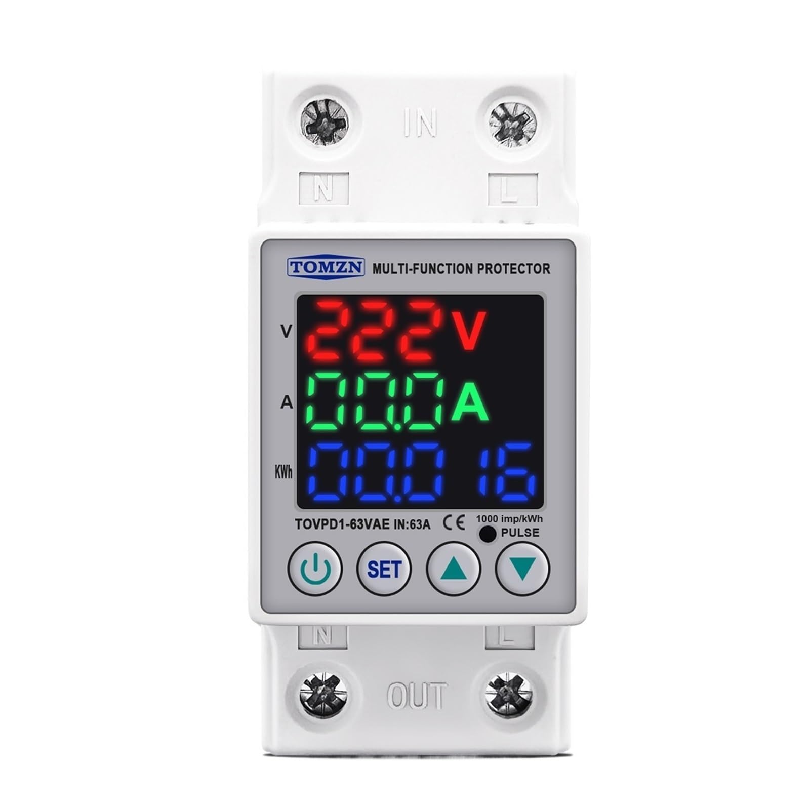 Relais de protection sous-tension 63A 230V avec ampèremètre et mesure de consommation
