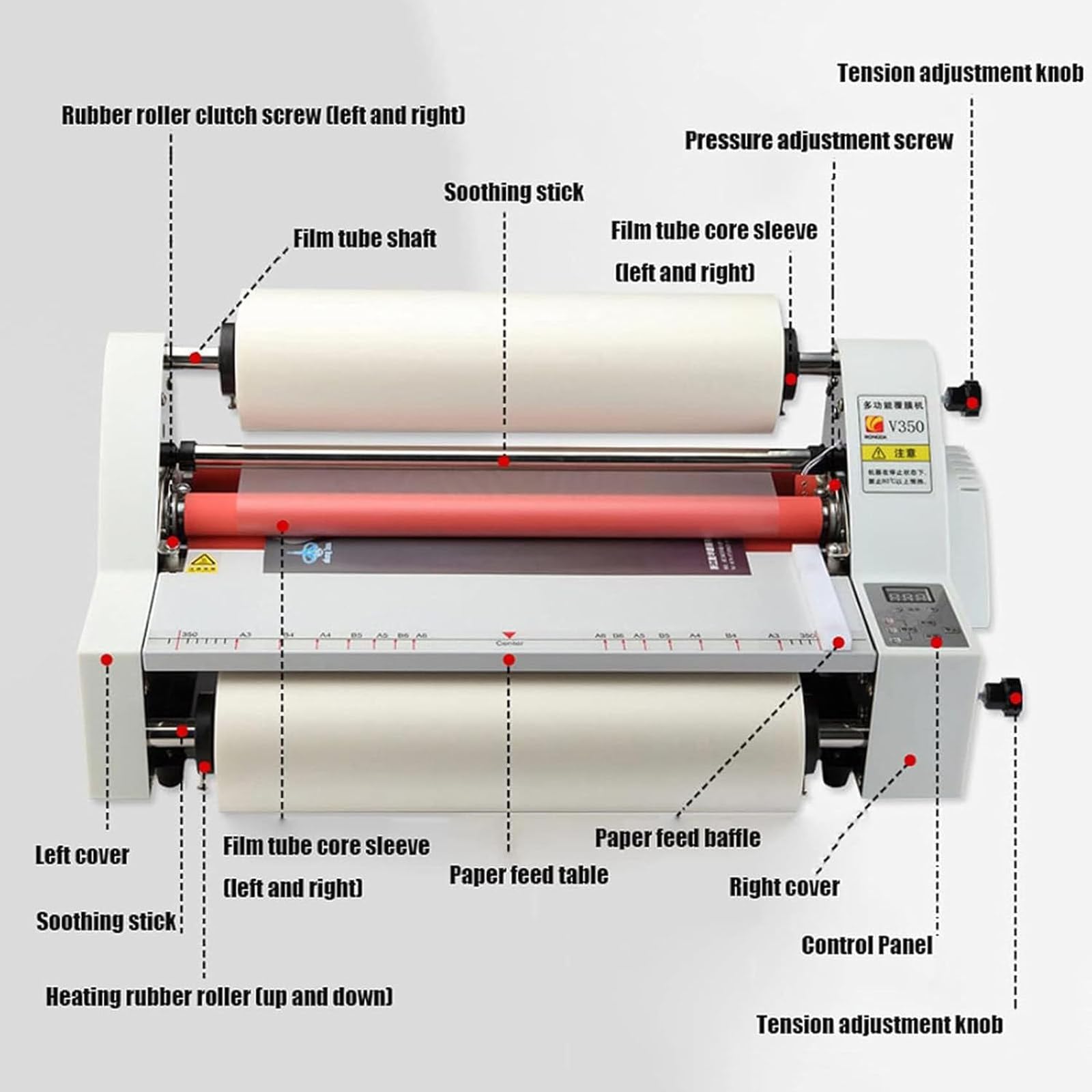 Laminator Komercyjny 335/450 mm do Laminowania na Gorąco i Zimno | Przemysłowy Laminator Fotograficzny 1,1 m/min z Wyświetlaczem Cyfrowym, Laminowanie Dwustronne, do Papieru, Kartonu(450MM)