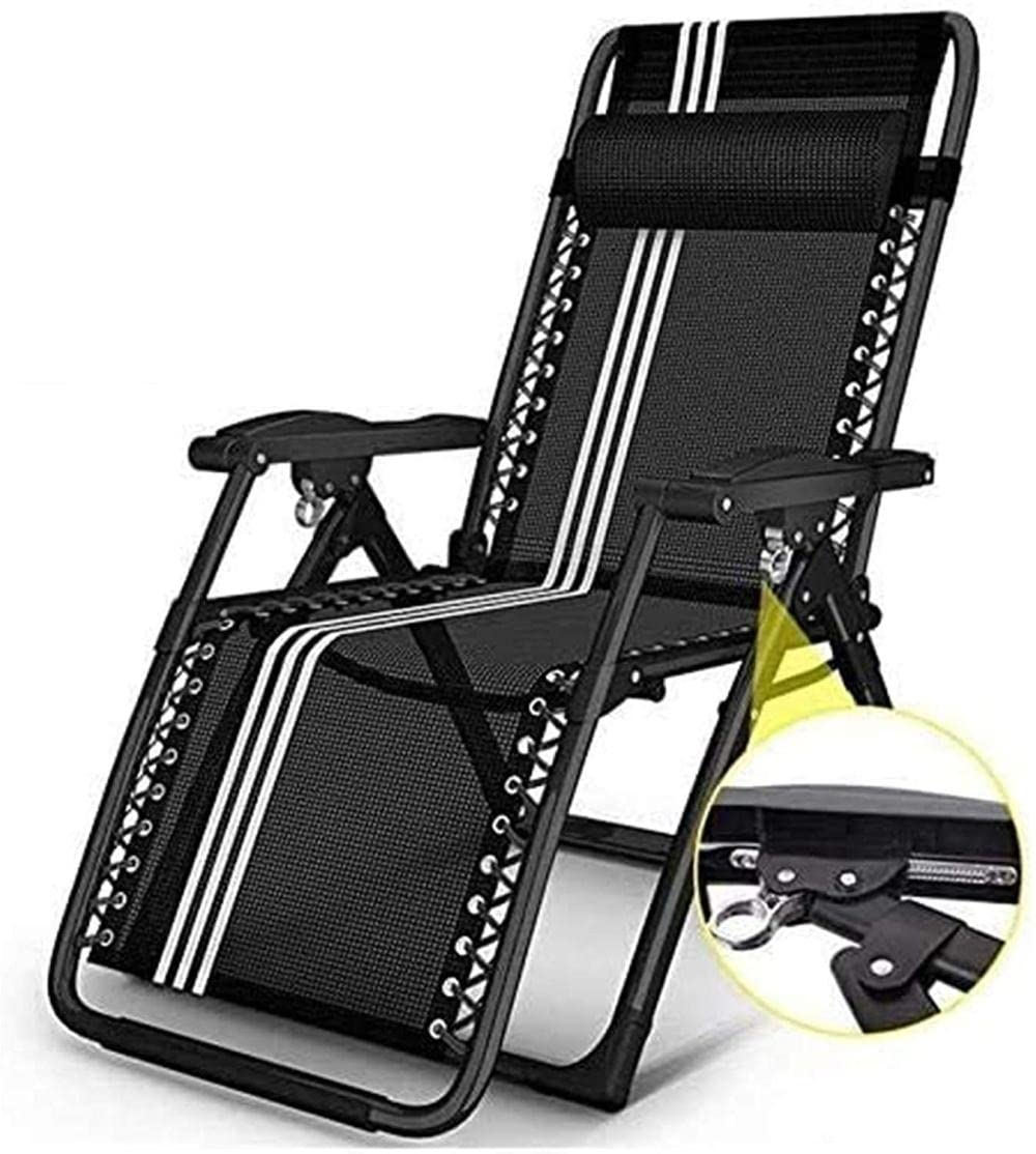 Chaise de jardin pliante transat inclinable rayé noir et blanc extérieur