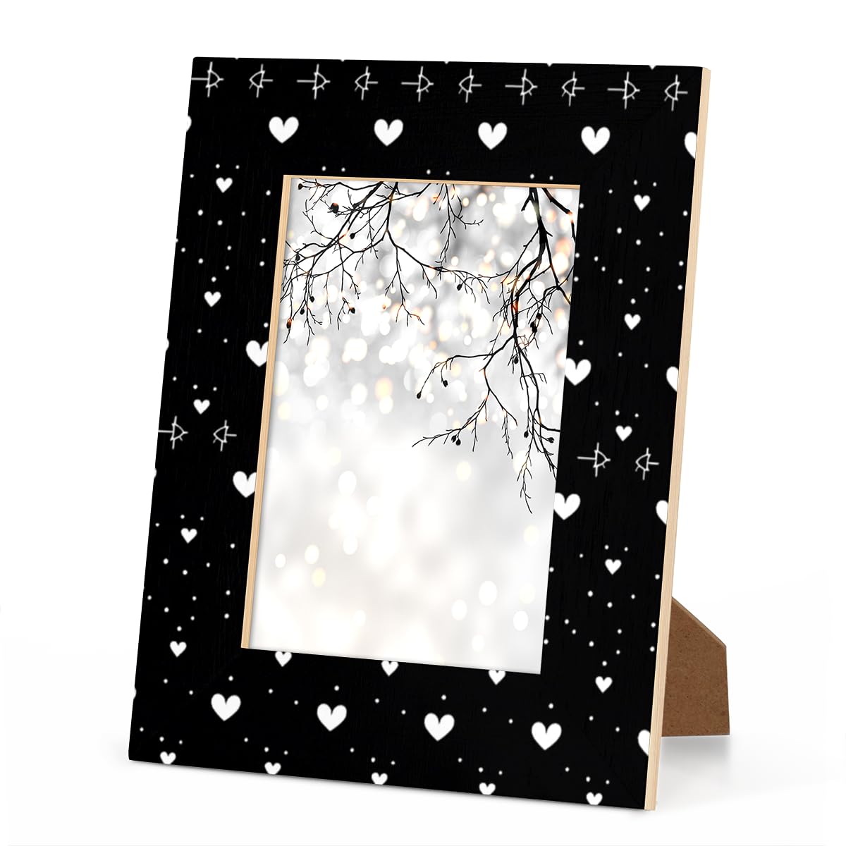 Cute Love Heart 8x10 Picture Frame,Valentine's Day Photo Frame 8 by10,Wooden Picture Frame Horizontal & Vertical Display 8x10 or 7.5x9.5 Pictures For Desktop Wall Collage Decor