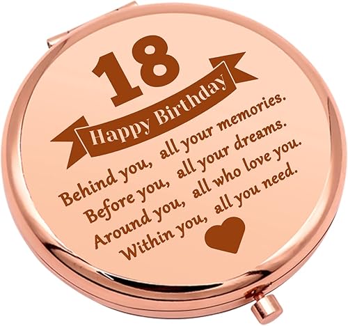 Miniatura 8 de Mwphuy Sweet 16 - Espejo de maquillaje de cumpleaños de 16 años para niñas, oro rosa, 2.6 pulgadas de largo x 2.6 pulgadas de ancho, plegable,