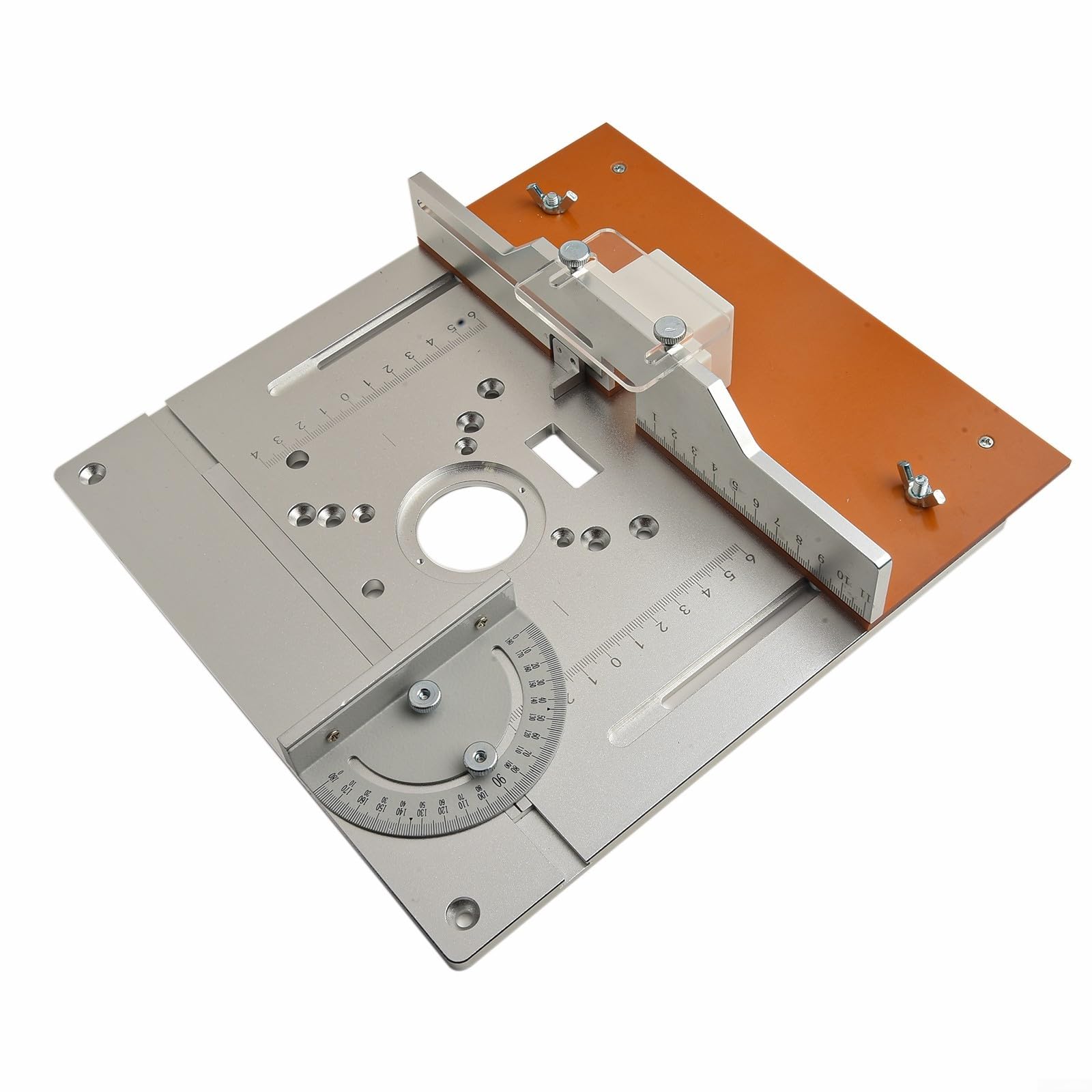 Aluminium Einsatzplatte für Oberfrästisch Kompatibilität, Holzfräsarbeiten für Oberfläche mit Gehrungslehre und Staubabsaugung kompatibel, Flip Top Router Tisch für Holzbearbeitung Werkstatt