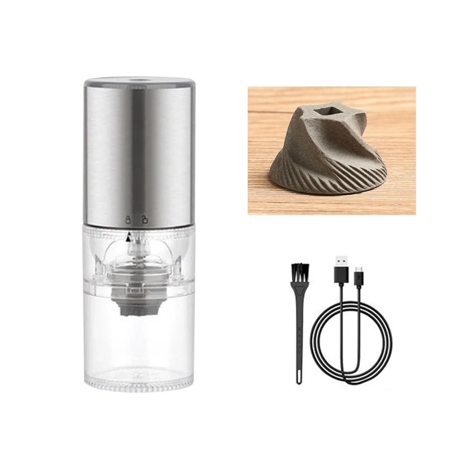 Adatto per macinacaffè elettrico portatile e macchina per caffè espresso, ricaricabile tramite USB, per casa, viaggi e bar (E)