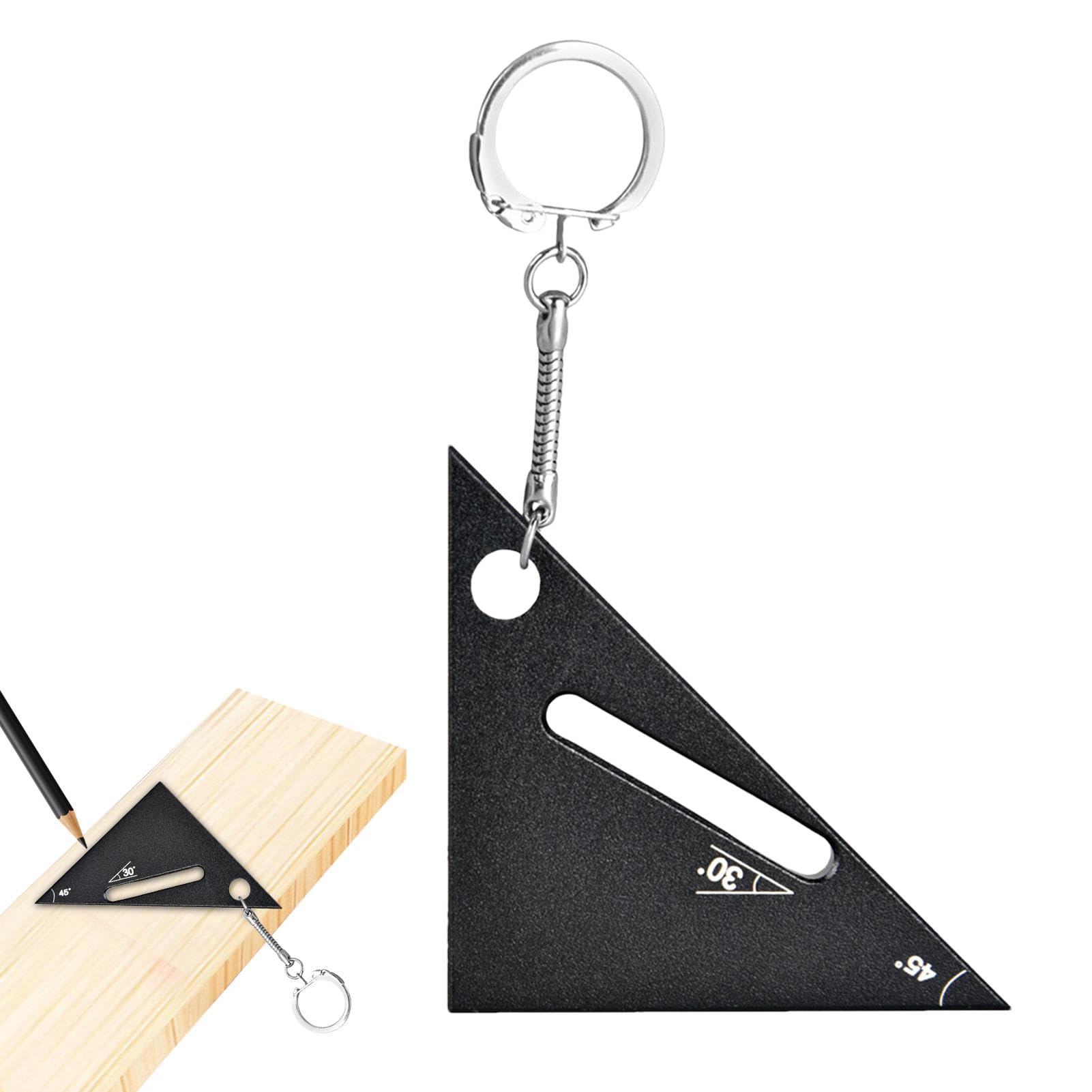 MRKU Righello Triangolare - Lega di Alluminio 90/45 Gradi Piccolo Strumento di misurazione Squadra da Falegname Portatile
