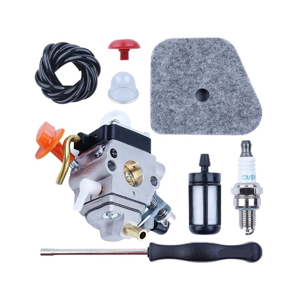 Kit de filtro de aire y línea de combustible compatible with carburador compatible con modelos FS87, FS90, FS100, FS110 y HT100, con destornillador compatible with bujías.