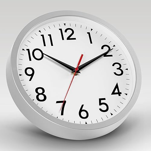 Vista 3 de 14 Inch Wall Clock Large Battery Operated Big Silent Non Ticking Analog Decorative for Living Room Office Kitchen Outdoor Classroom Bedroom Bathroom