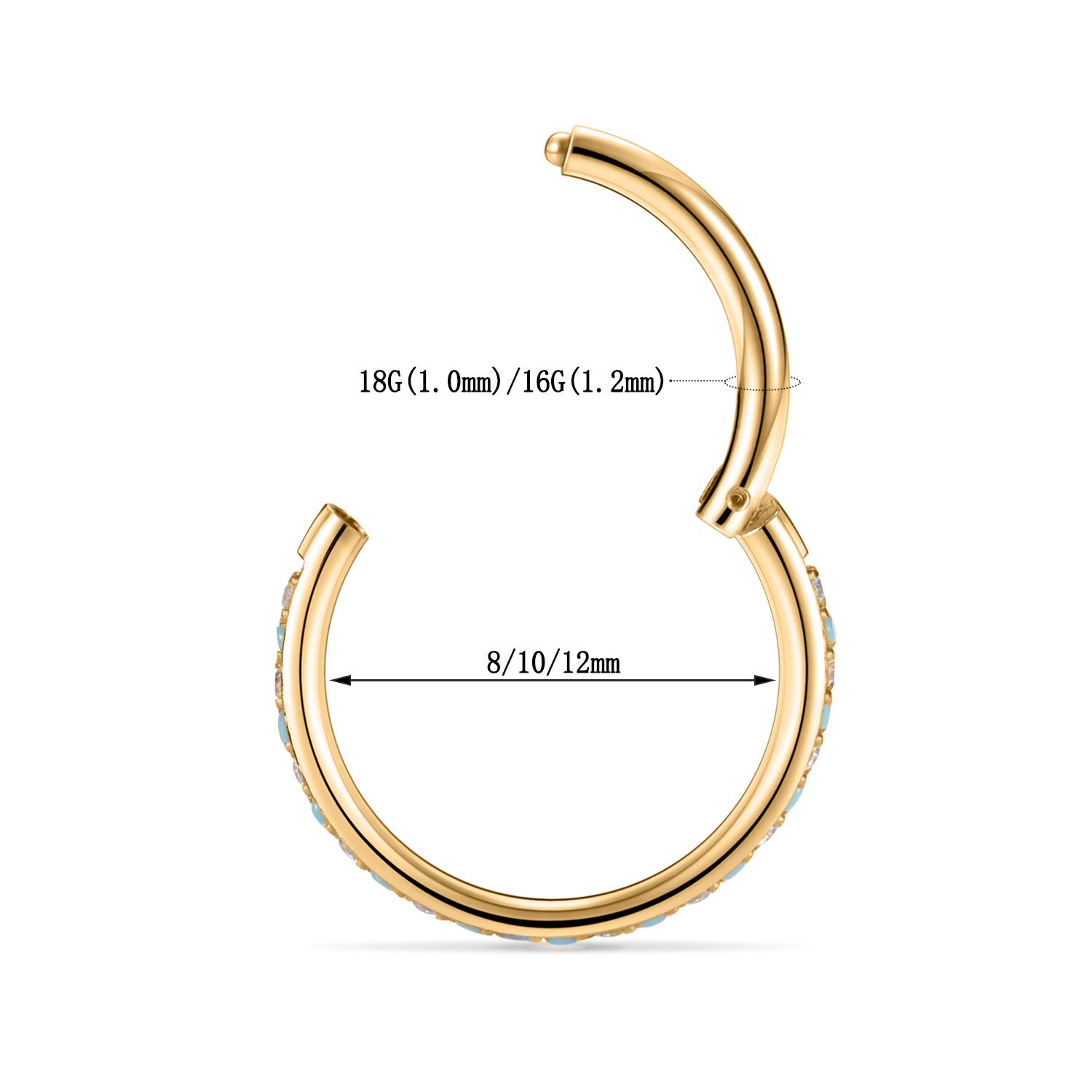 AROWRO Nose Hoop Ring Septum Clicker Cartilage Hoop Earrings Forward Helix Daith Tragus Earring Helix Ring Helix Piercing Helix Daith Jewellery Surgical Steel Hoop Earrings 18G 6mm Gold - 3