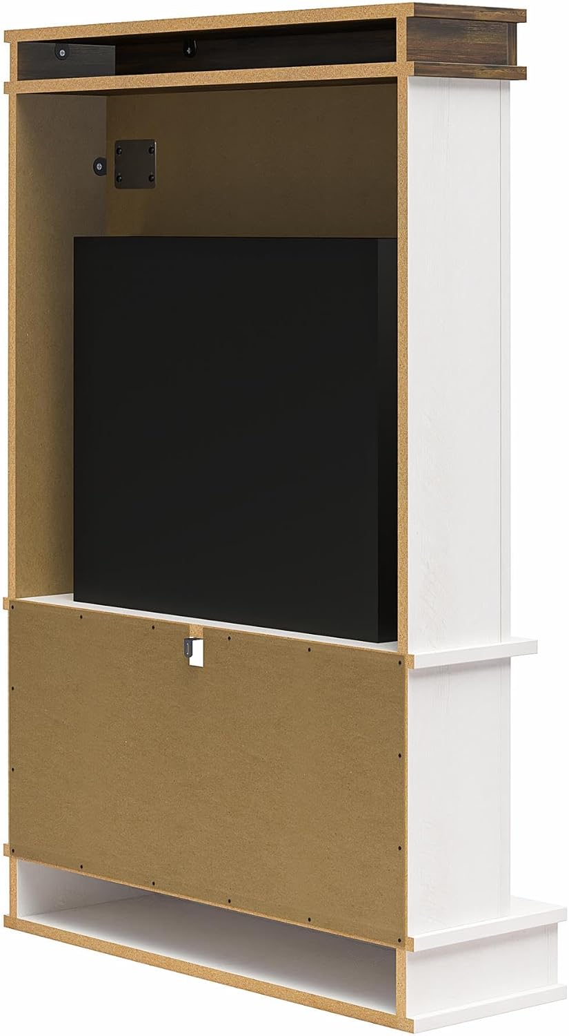 Ameriwood Home Mateo Electric Mantel Fireplace with Open Shelf, Ivory Oak Finish, Eco-Friendly Heating Technology