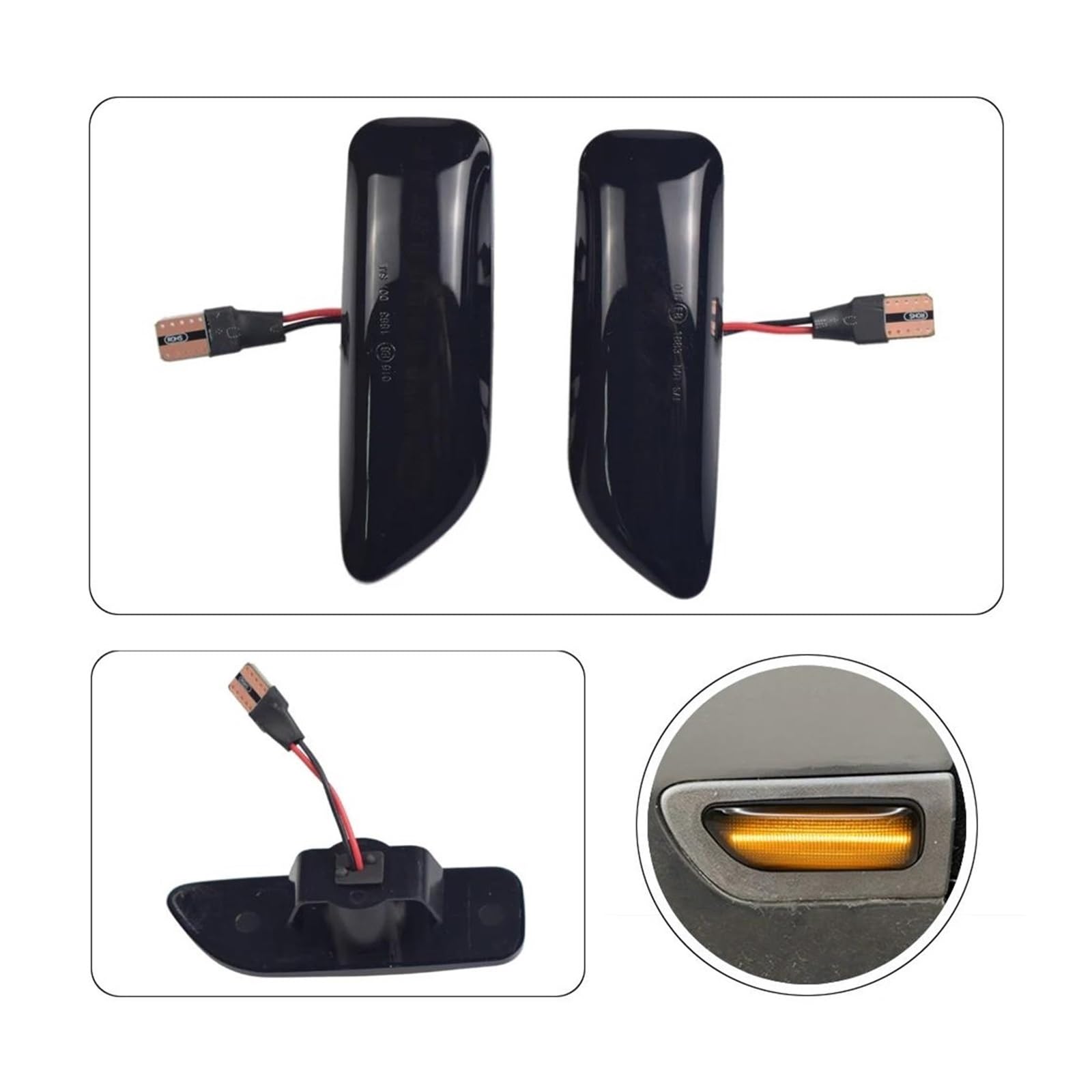 Generico Luci Segnalazione Per Volvo XC90 S80 XC70 V70 S60 2001 2002 2003 2004 2005-2009 Per Indicatori Direzione Dinamici Laterali Per Super Luminosi(Dynamic Smoked Black)