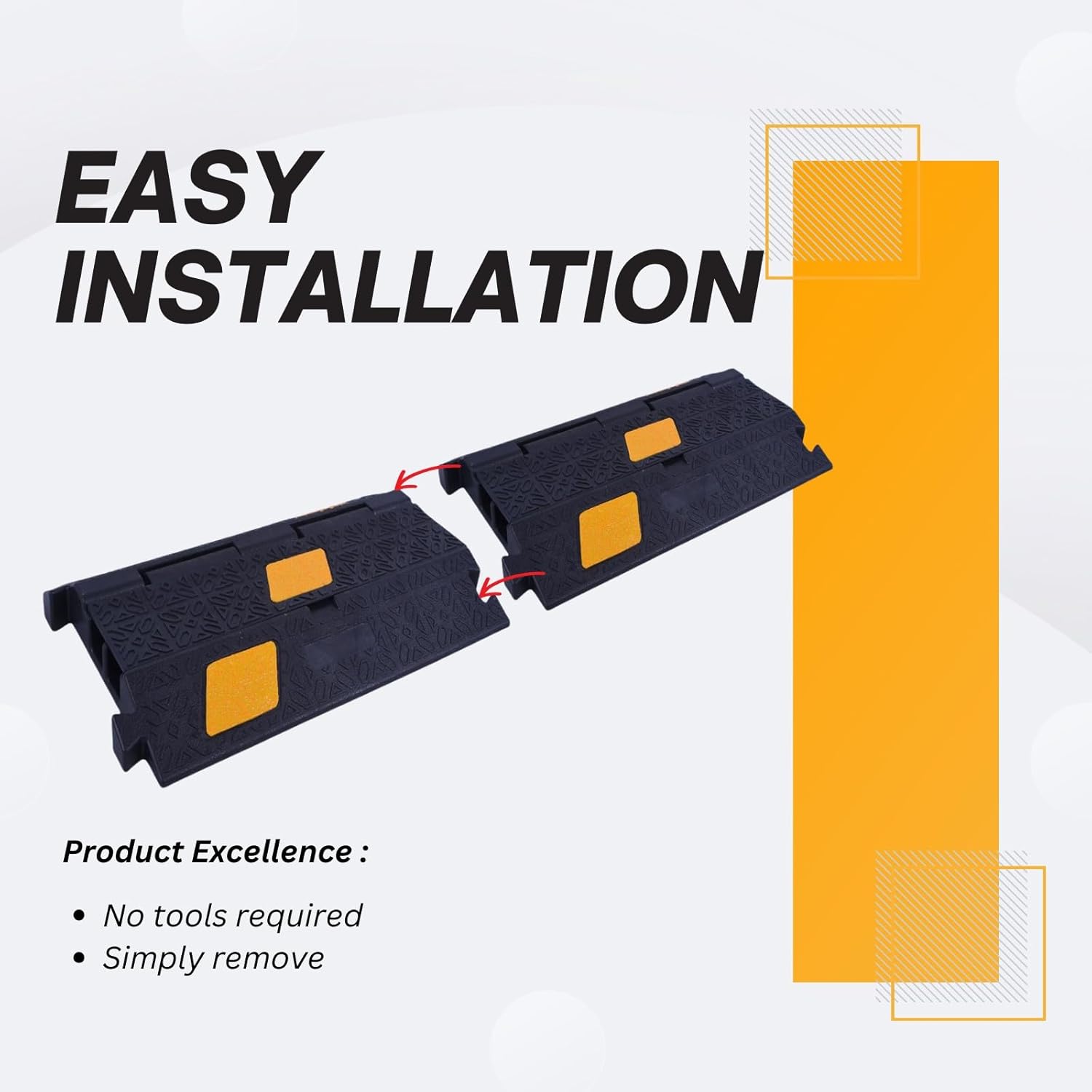 2 Pack 17 Inch Heavy-Duty Cable Ramp Cord Protector 2 Channel 20000lbs Load Capacity Traffic Speed Bump with 3 Yellow Reflective Stripes for Outdoor and Indoor Use