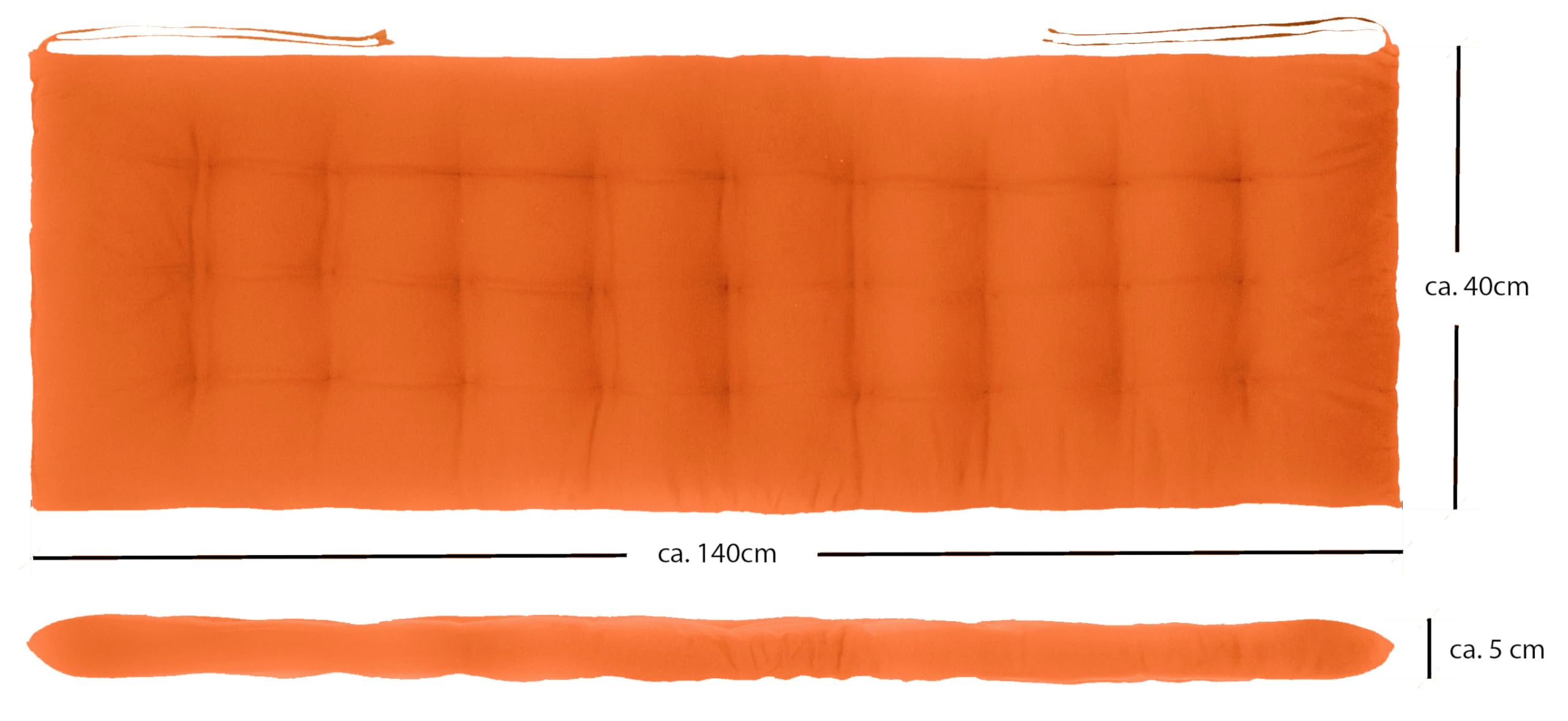 Brandsseller Cuscino per panca 140x40x4 cm – Per panca da giardino e panca da pranzo – Idrorepellente, facile da pulire e morbido e imbottito – Uso interno & esterno – Arancione