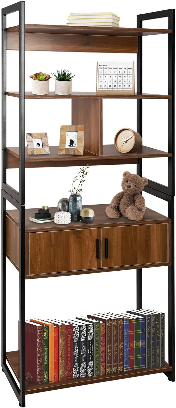 Babion 5Tier Bookshelf, Industrial Bookshelf and Bookcase