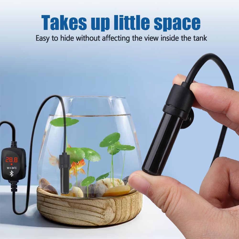 MiOYOOW Aquarium Mini Heizung 2-3 L, 10 W Aquarium Heizstab mit Überhitzungsschutz, 5 V/2 A, USB Keramik Tauchwasserheizung für Salzwasser und Süßwasser