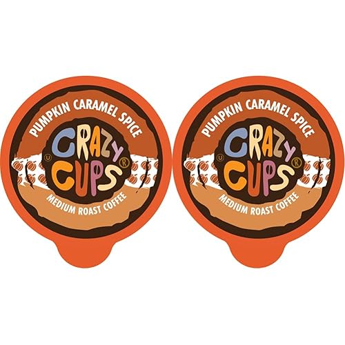 Crazy Cups Café saborizado, especias de caramelo de calabaza, cápsulas reciclables de una sola porción para máquinas Keurig K Cup, café caliente o