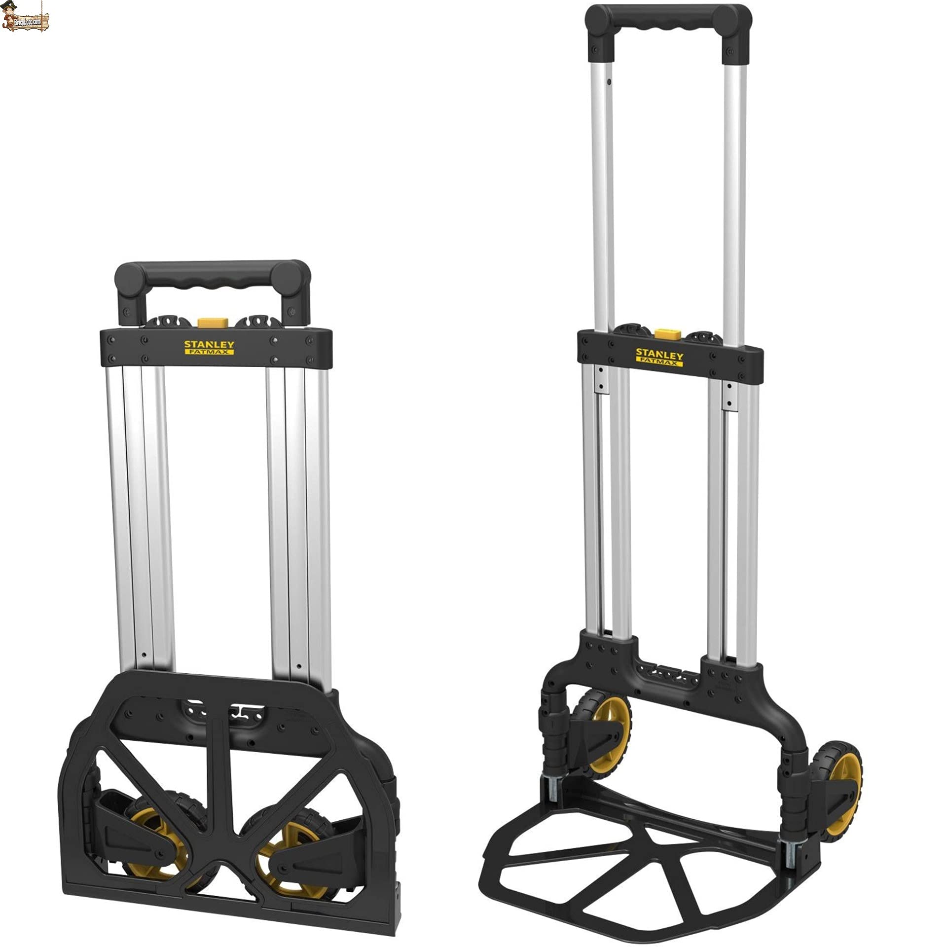 BricoLoco Carrello pieghevole in alluminio professionale a mano di carico fino a 125 kg, per riporre e trasloco, leggero e robusto, manico regolabile, design compatto