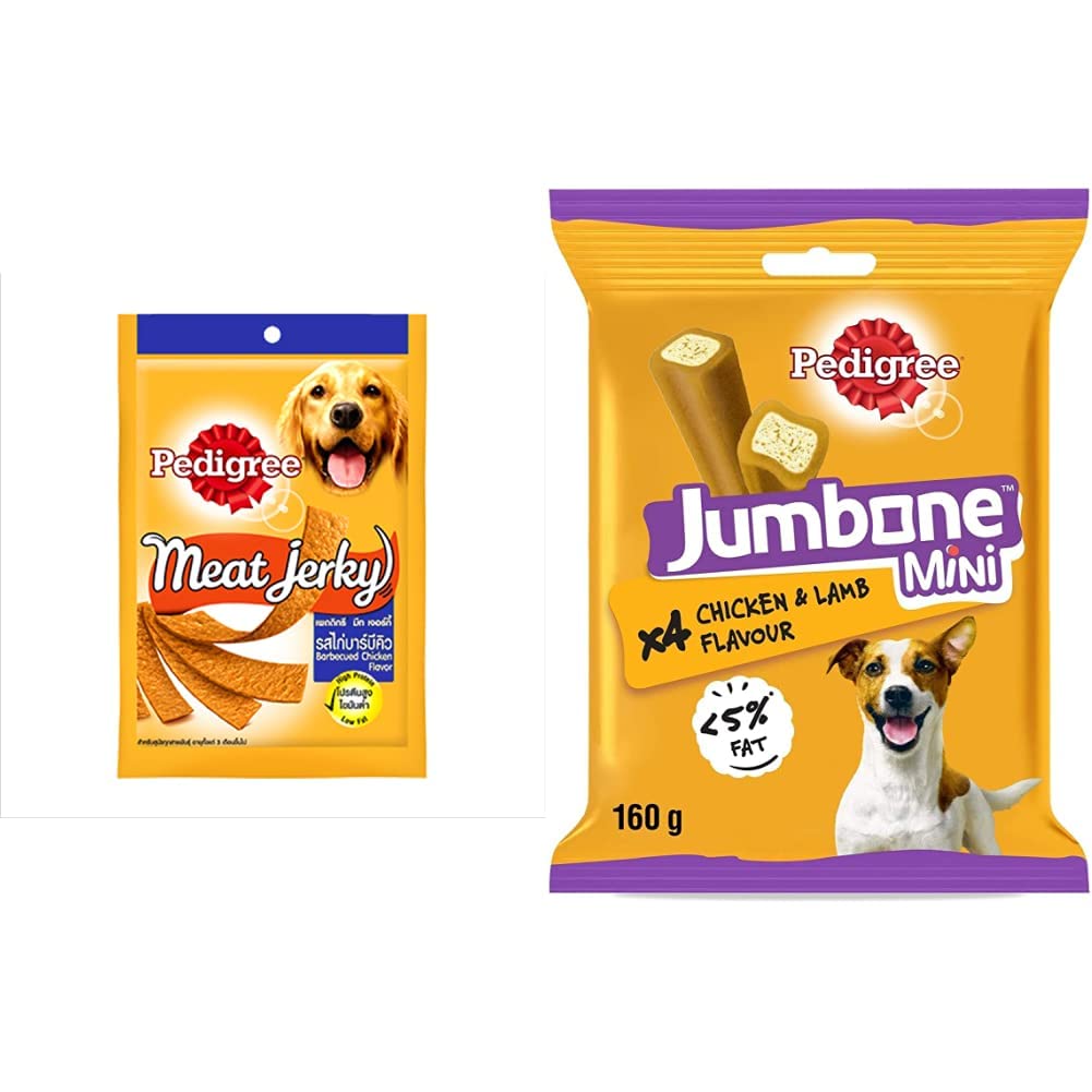 Pedigree Adult Dog Treat Sticks Meat Jerky Stix, Barbeque Chicken, 80 g Pouch & Jumbone Mini Adult Dog Treat, Chicken & Lamb - 160 g Pack (4 Treats) (B0B8YLBD1T) Amazon Price History, Amazon Price Tracker