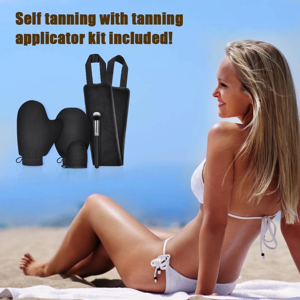 LOPHE Applicatore Abbronzatura, 5 Pezzi Autoabbronzante Guanti Applicatore per Lozione Posteriore, Doppia Faccia Applicatore per Guanti Riutilizzabili Lavabili, per Crema Abbronzante