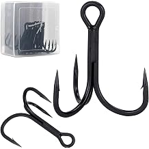 Heavy Duty Treble Hooks 5X Extra Strong, Sharp Treble Fishing Hooks Saltwater with Ultra Anti-Rust Coating Sturdy Replacement Lure Triple Hooks Freshwater Sizes #65/0