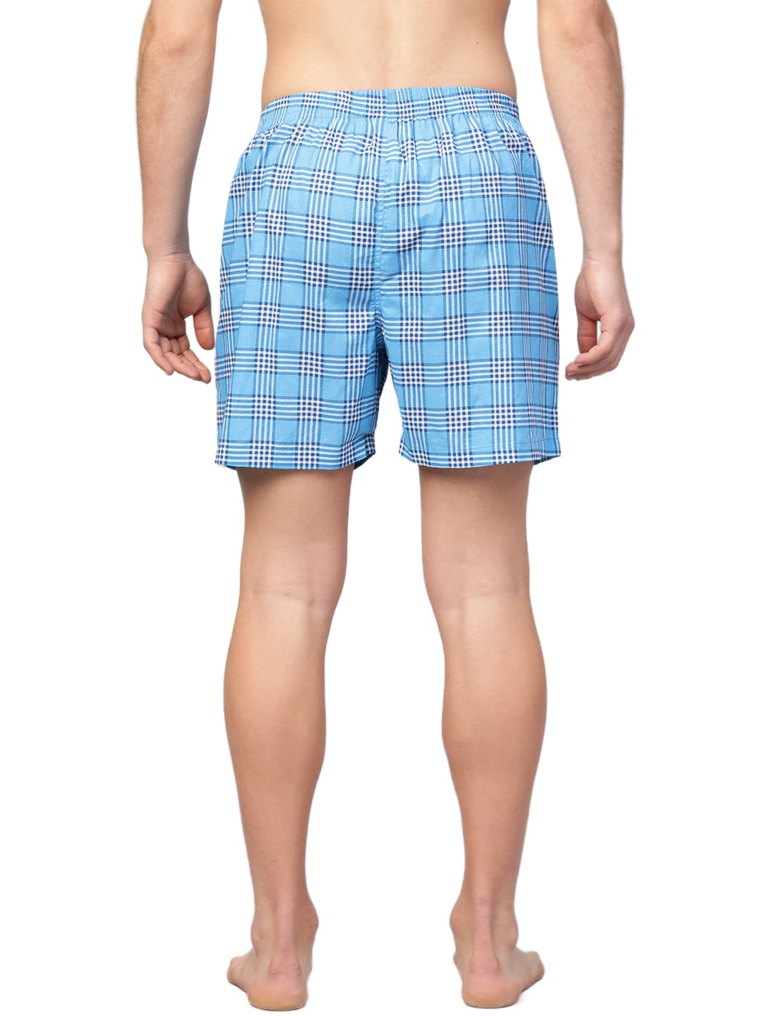 Hubberholme Boxer da uomo in cotone a scacchi, vestibilità regolare e confortevole, con elastico in vita, per uomo/ragazzo con 2 tasche laterali