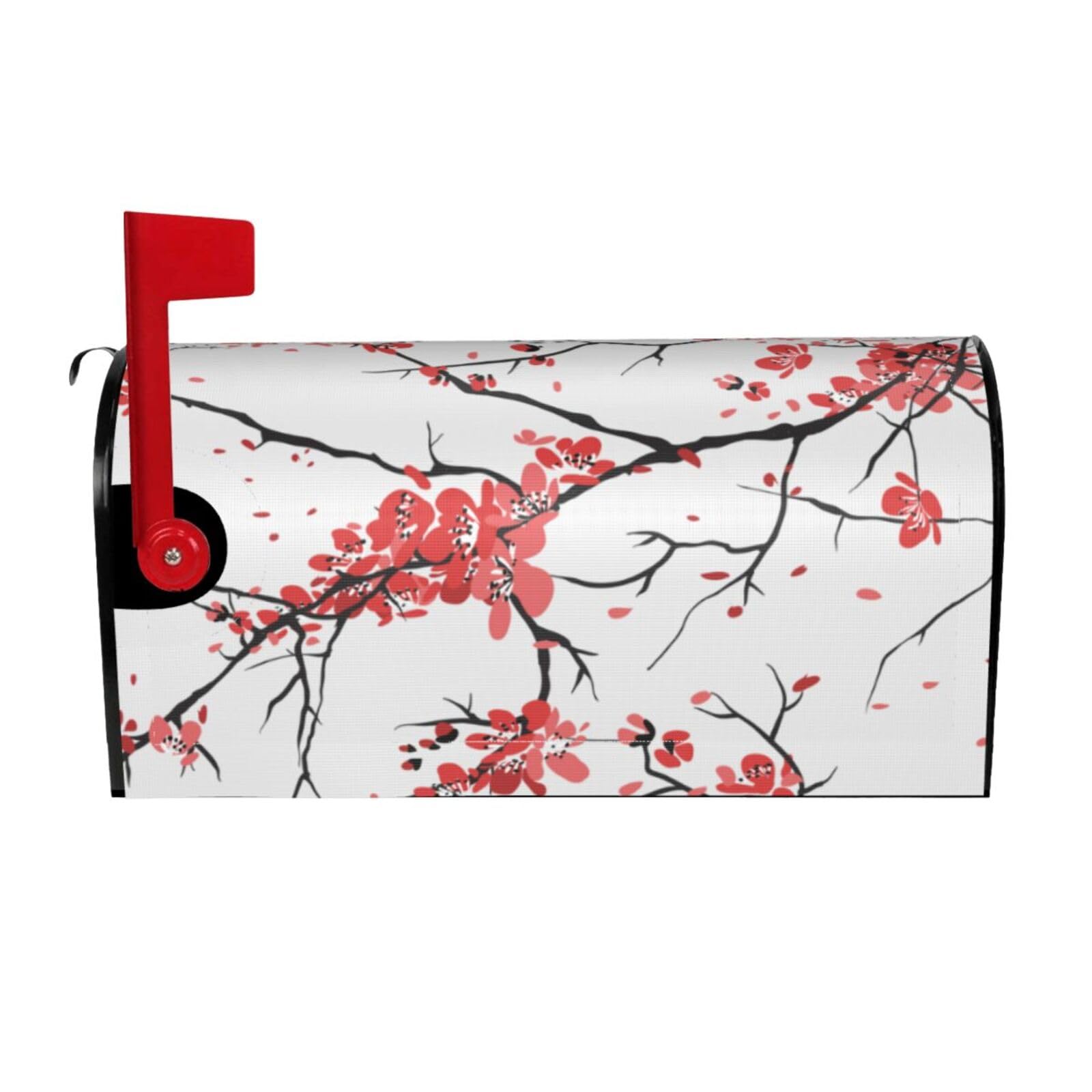 Delicate Cherry Blossoms Print Mailbox Cover Wraps Post Letter Box Cover Decor For Outside Garden Yard Farmhouse Home