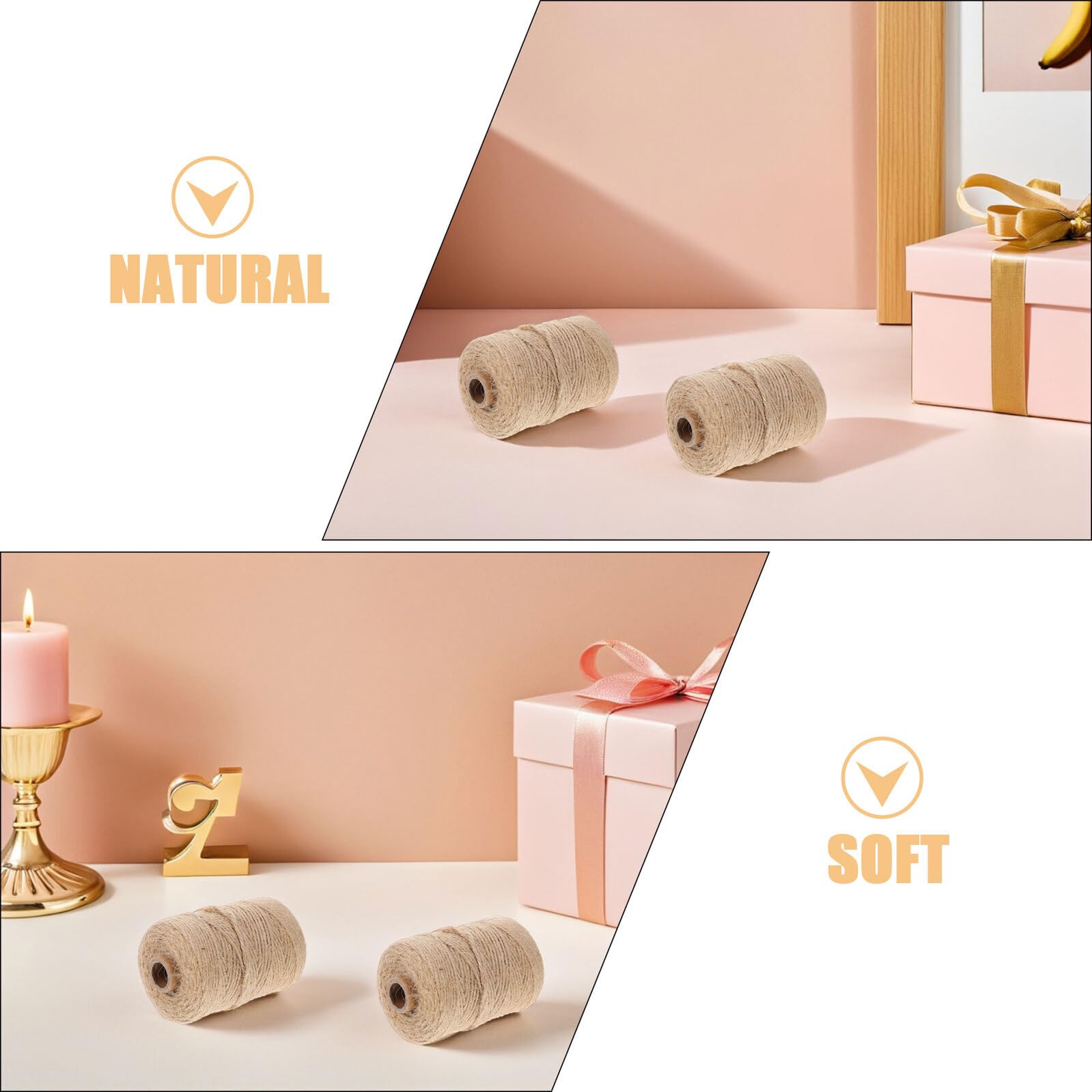 2 Corda in Juta Naturale da Spago Rustico per Giardinaggio Confezioni Regalo Decorazioni e Progetti Artigianali Filo per Legatura e Imballaggio Resistente