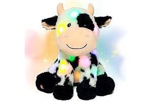 Hopearl LED Plush Smile Cow Light up Stuffed Animal