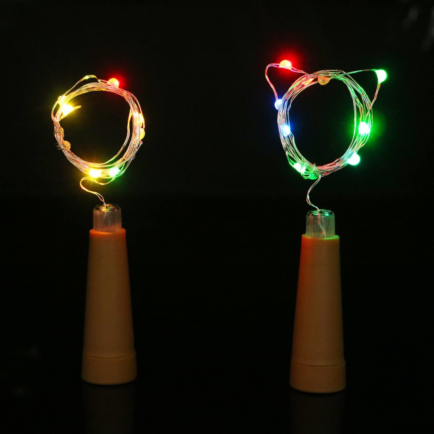 6pcs luci a Stringa a LED con Sughero AAA alimentate a Batteria, Colori Lampeggianti luci per Bottiglie di Ricambio Decorare Camera da Letto Bar Party (1 m/10 luci)