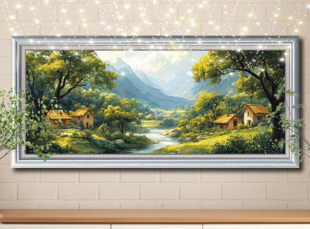5D DIY diamentowe malowanie kompletny zestaw, strumień, obrazy kampanii do malowania diamentami zestaw, spędzanie czasu dla dorosłych diamentowa dekoracja ścienna do domu 80 x 200 cm 58Y-13903
