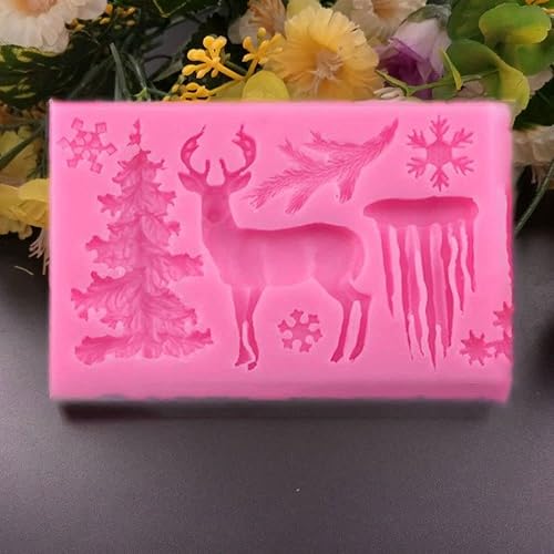 Miniatura 4 de Vctitil Molde de silicona de Navidad, molde de fondant de reno, de copo de nieve, molde para galletas, moldes de dulces de chocolate para decoración