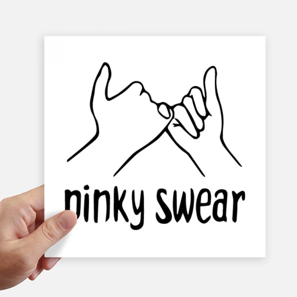 Stickers Square Pinky Swear Negros de 20cm x 20cm, Pack de 4 Vinilos para Pared y Maleta