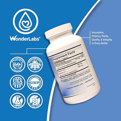 Miniatura 5 de Wonder Laboratories Berberina HCL 1,500 mg + mantenimiento de canela, cromo y bioperina para glucosa, corazón y salud del sistema inmunológico Sin