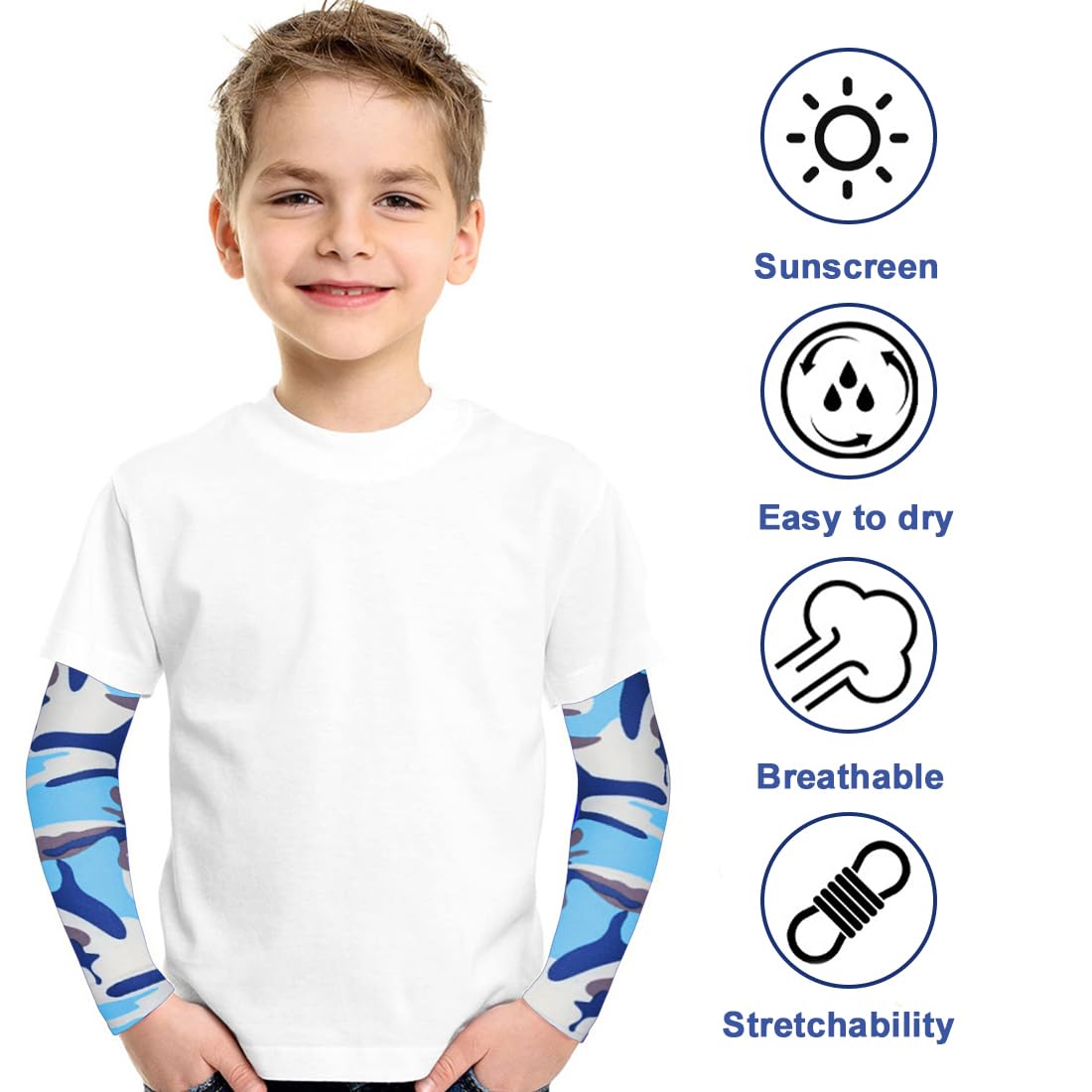 Manchon Handball 2 Paires Manches Protection Solaire Enfant - Anti-UV Compression Soie Glacée 3-10 Ans Manchette Anti Uv