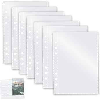 Pack of 40 A5 Binder Pockets Transparent Pockets Ring Binder Pockets Without Zip Folder Brochure Sleeves Budget Zipless Envelopes Ring Binder Pockets Protective Cover with 6 Holes Plastic