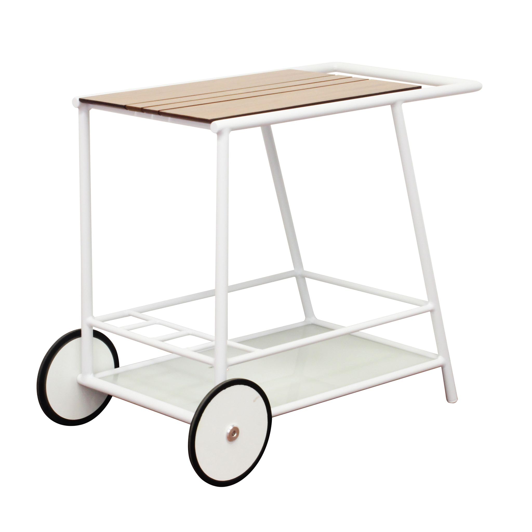 Milani Home Carrello Porta Vivande Outdoor Alluminio HPL Bianco 91 x 50 x 73 cm