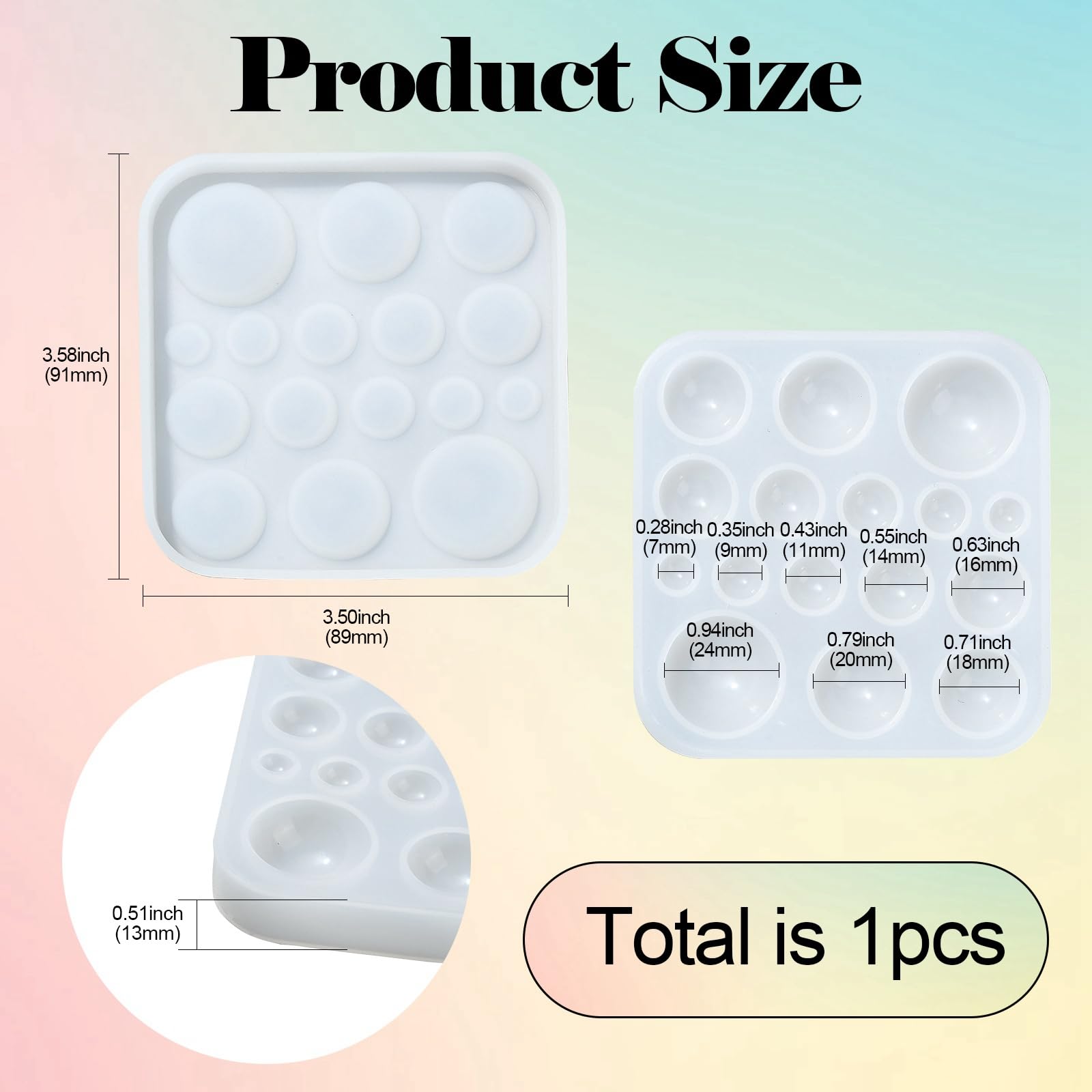 UR URLIFEHALL 1 Pc Half Round Silicone Cabochon Moulds Resin Casting Silicone Moulds for Keyrings Dangle Earring Jewellery Making Crafts - Image 2