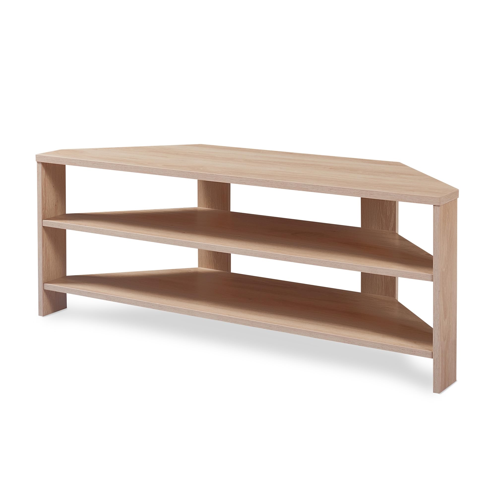 [en.casa] Mobile Porta TV con 2 Ripiani Tavolo Basso Aperto Espositore Angolare Stand Multimediale per Soggiorno Studio 110 x 36 x 42 cm - Effetto Rovere