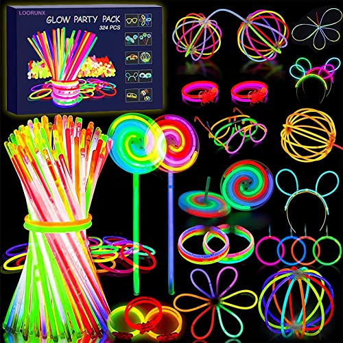 LOORUNX Knicklichter Party Set, Glowing Sticks, Leuchtstäbe Neon Party Leuchtarmbänder Knicklichter Hochzeit Leuchtspielzeug für Hochzeiten Geburtstage Festivals Party Cover
