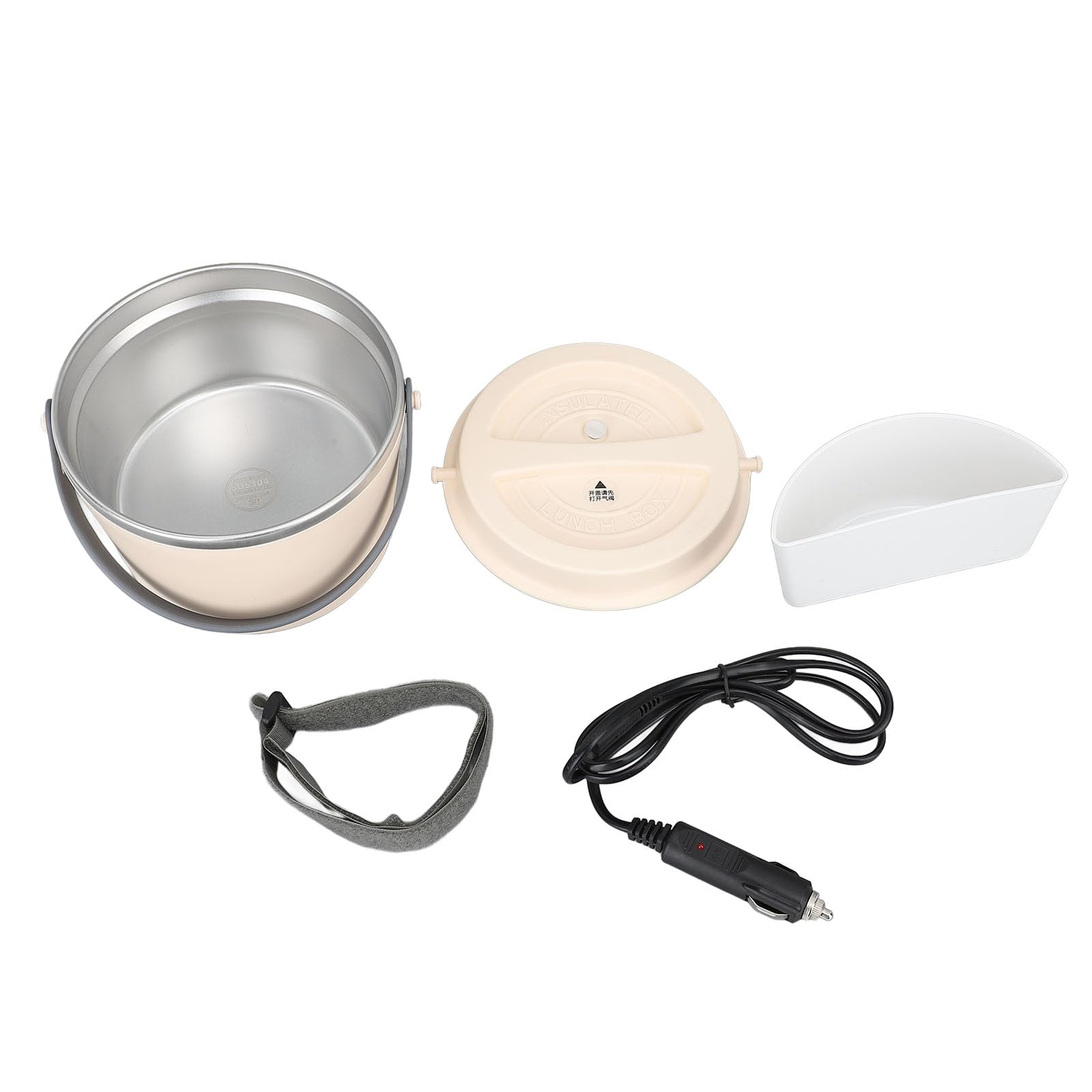 Ejoyous Lunch Box Elettrico per Auto, Lunch Box Riscaldato in Acciaio Inossidabile 304 per Auto, 1.2L 48W 158°F 360° Scaldavivande Portatile Lavabile con Riscaldamento Anche per Studenti di Lavoro