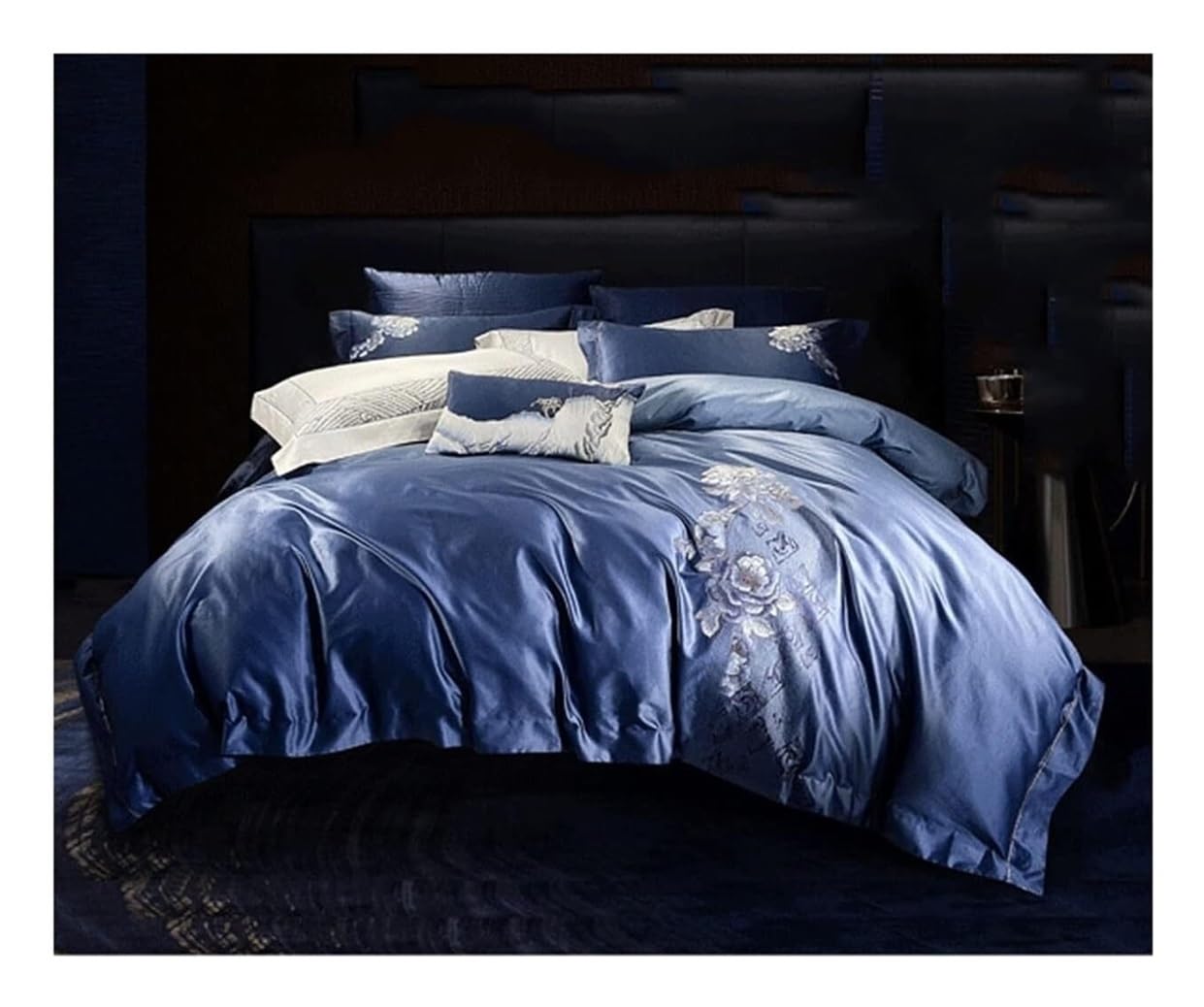 Sbcgfy Blu Bed Sheet Set Bedding Sheet Set Simple Long-Staple Cotton Embroidery Four-Piece Sets Quilt Cover Sheet Set Bedding Bedding Set Sheet Sets,-King