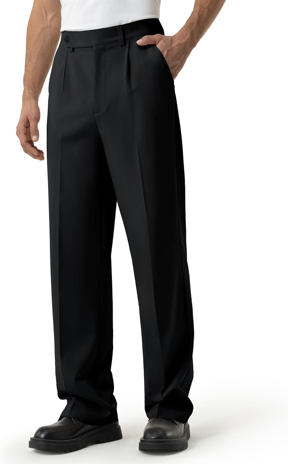Tapata Mens 28/30/32 Inseam Casual Dress Pants Pleated Old Money Wide Leg Baggy Slacks Relaxed Fit Trousers
