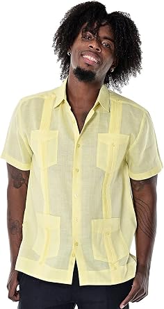 Bohio Men's 100% Linen Guayabera Shirt - Classic Short Sleeve, 4 Pockets, Traditional Cuban Style (Size 8) - View #2
