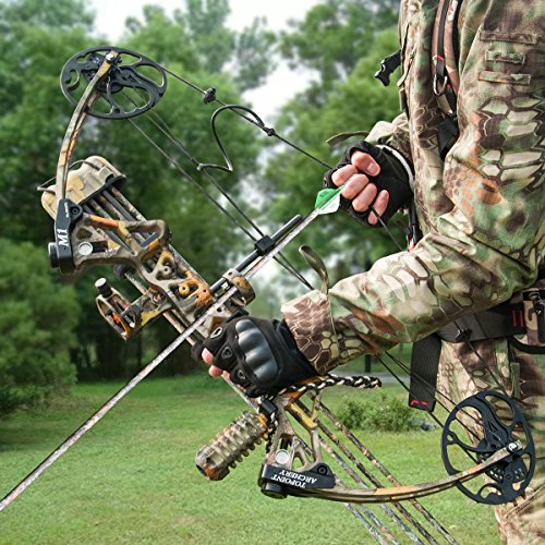 Compound Bow Ship from USA Warehouse,Topoint Archery Package,M1,19”-30” Draw Length,19-70Lbs Draw Weight,320fps IBO Limbs Made in USA (Forest camo) - Thumbnail 7