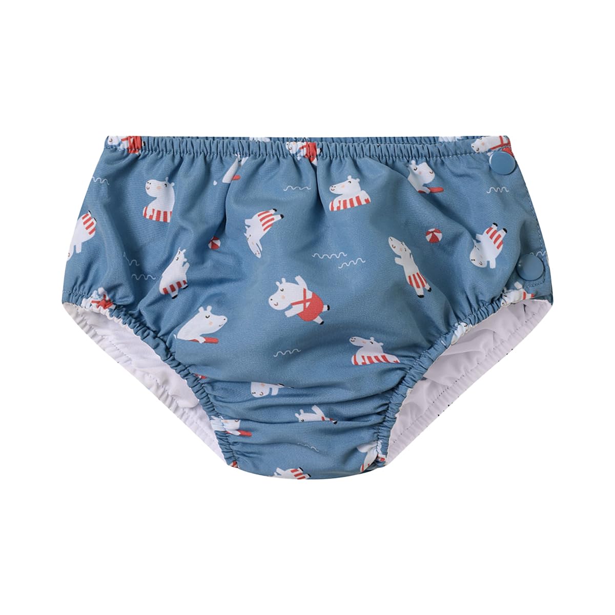 Monnëka Wiederverwendbare Schwimmwindel | Waschbare Badehose für Babys | UV-Schutz 50+ | Schnelltrocknend & Bequem | Für Jungen und Mädchen | Flusspferde 12 bis 18 Monate
