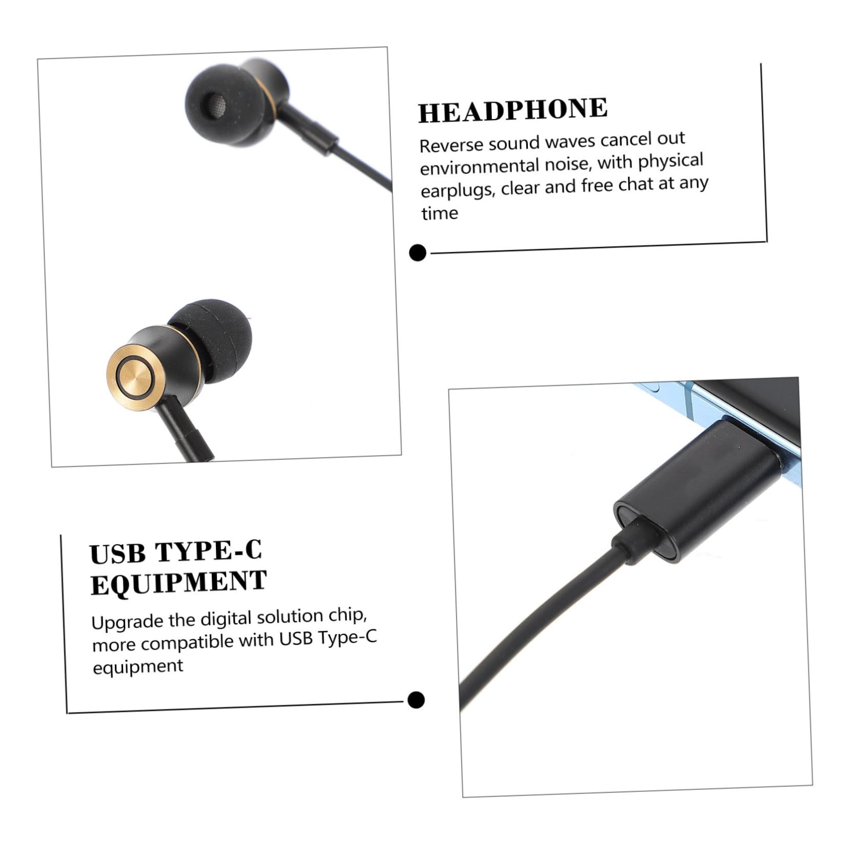 Angoily 3pezzi Auricolari In-ear Type-c Con Microfono e Controllo Volume Cuffie Metalliche Per Smartphone e Tablet Isolamento Acustico e Design Ergonomico Per Lavoro e Viaggio
