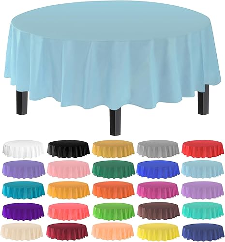Miniatura 39 de allgala Manteles redondos desechables de plástico de alta calidad, paquete de 12, 84 pulgadas (7 pies), impermeables, resistentes a las manchas,
