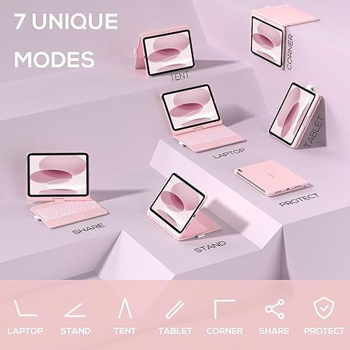 Miniatura 42 de typecase Funda táctil para iPad de 10ª generación con teclado (10.9 pulgadas, 2022) y iPad A16 (11ª generación, 2025) – Rotación de 360°, Verde