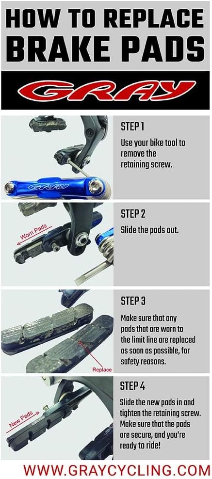 Gray Road Bike Brake Pads for Carbon Wheels