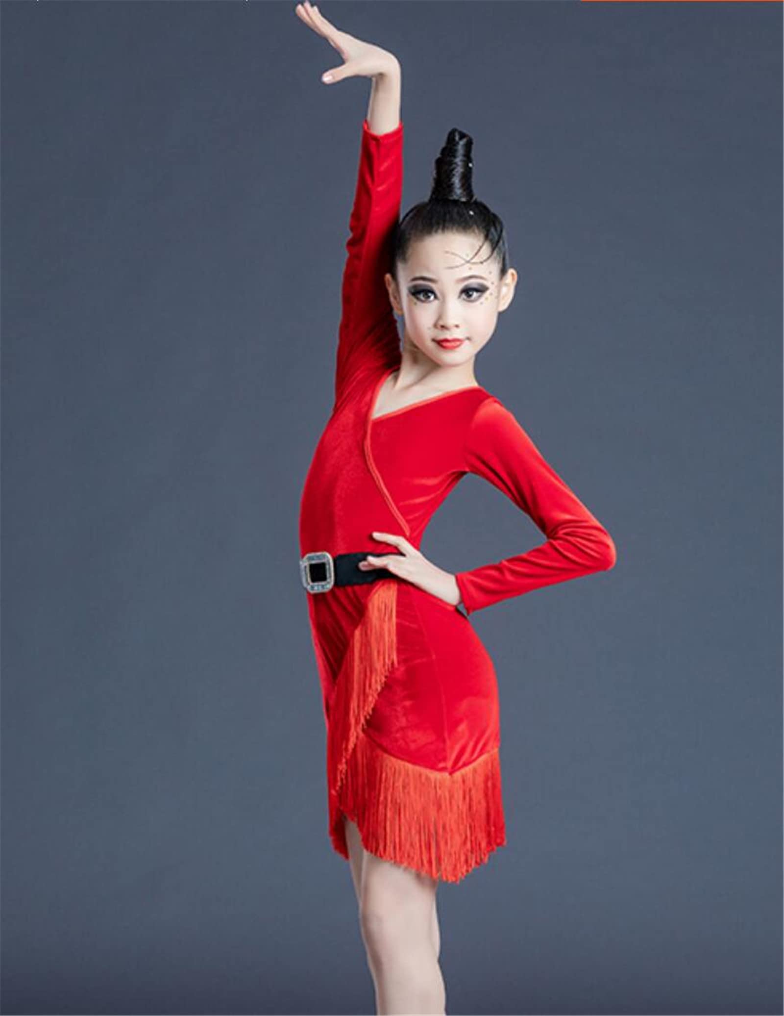 Amazon.co.jp: 女の子ラテンダンスドレスフリンジ競技ドレス服