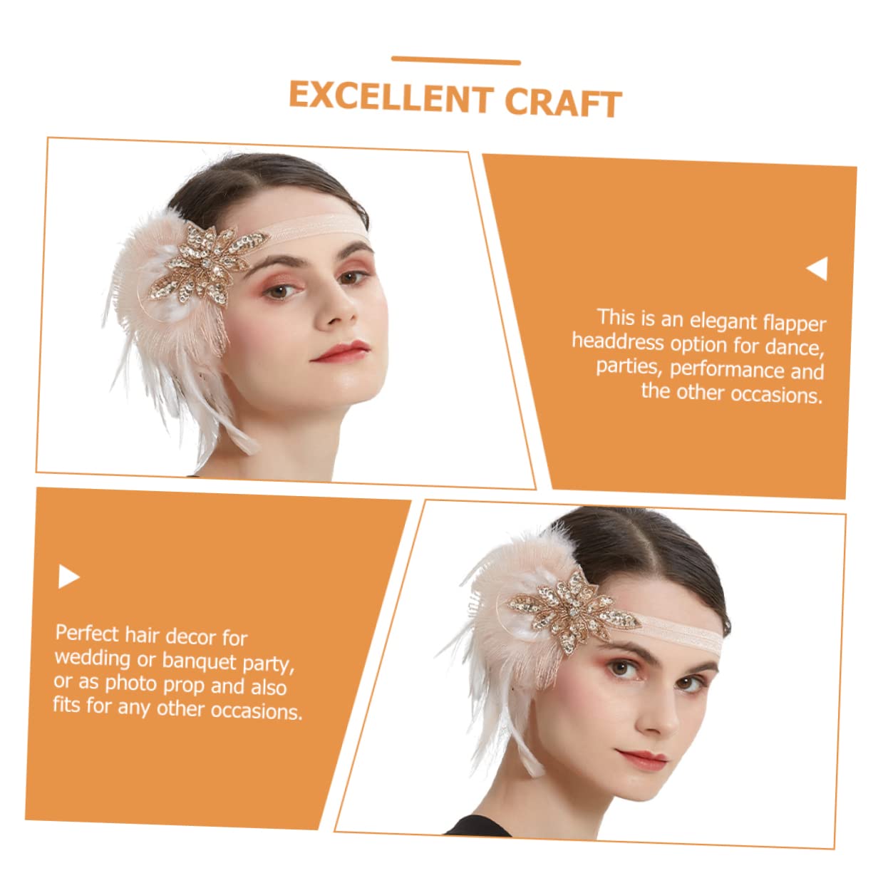 MAGICLULU 4 Pz sposa hair charms hair jewelry per flapper fasce vintage per le donne fasce flapper per le donne nozze copricapo sciarpa